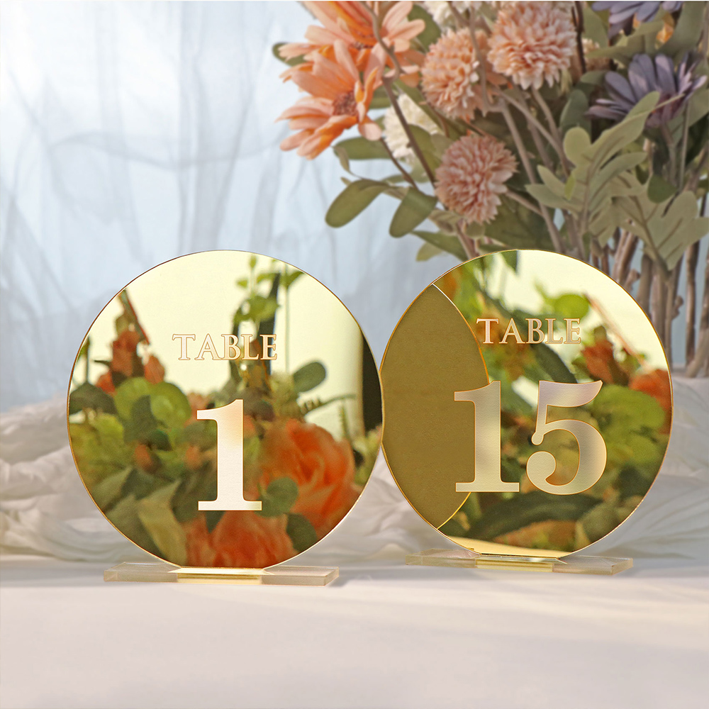 Table Number Gold - 結婚式,誕生日,パーティーの装飾,ベースシート,レセプション,数字,テーブル用のアクリル装飾サイン